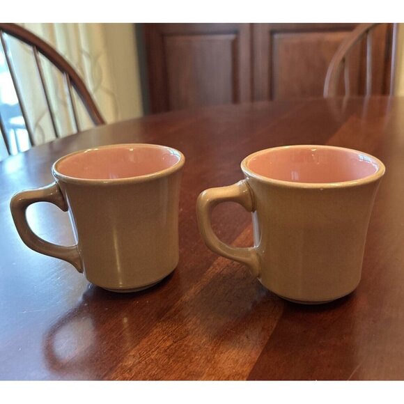 2 Vintage Taylor Mugs Made in USA‎ Brown & Pink 8oz Mugs TST Taylor Smith Taylor - Picture 4 of 8